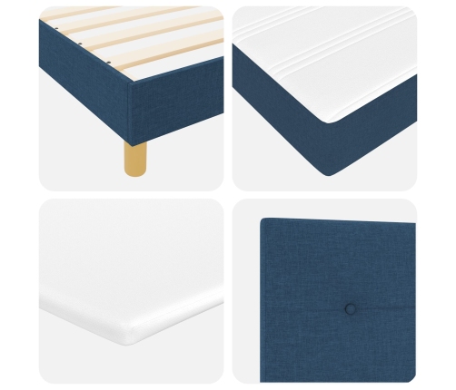 Cama Box Spring con Colchón Azul 100x200 cm Tela