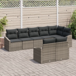 Conjunto de Sofás de Jardín  Juego de 8 Gris Oscuro y Marrón