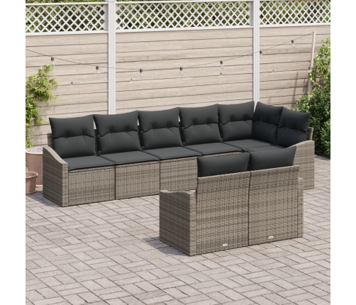 Conjunto de Sofás de Jardín  Juego de 8 Gris Oscuro y Marrón