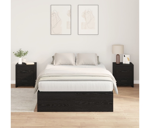 Cama  con Almacenamiento Roble Negro Madera Doble Estándar