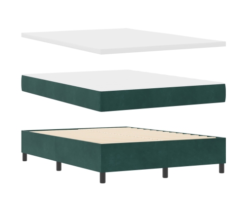 Cama Box Spring  con Colchón Verde Oscuro 160x200 cm Terciopelo