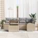 conjunto de sofá de jardín de 6 piezas con cojines beige de ratán sintético