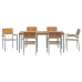Conjunto de Comedor para Jardín  Conjunto de 7 Gris Metal Duradero