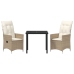 Set de Comedor de Jardín de 3 Piezas  con Cojines Beige Poliratán