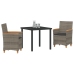 Conjunto de Comedor de Jardín  de 3 Piezas con Cojines Gris Poliratán