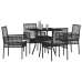 Juego de comedor de jardín de 5 piezas negro de poliratán