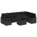Set de Sofá de Jardín de 9 Piezas con Cojines Negro Ratán Poliéster
