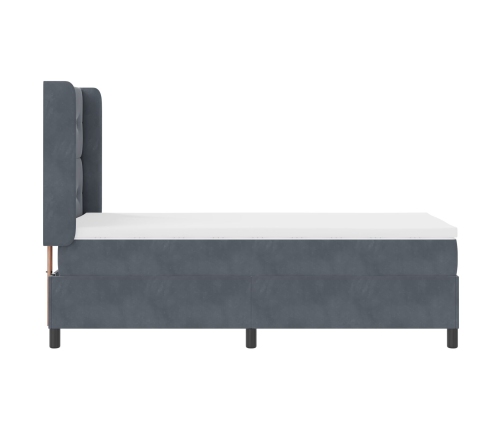Cama con Box Spring y Colchón  Gris Oscuro 100x200 cm de Terciopelo