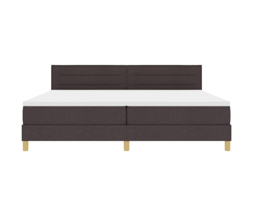 Cama con Box Spring  con Colchón Marrón Oscuro 200x200 cm Tela