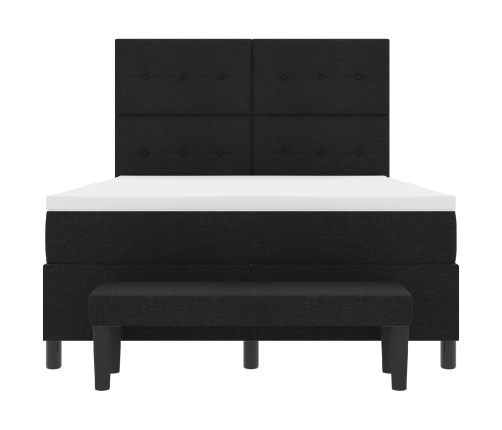 Cama con Somier y Colchón Negro 140x200 cm Tela