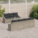 Set de Sofá de Jardín  8 Piezas Beige, Gris Oscuro Ratán, Poliéster