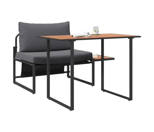 Conjunto de Comedor de Jardín de 2 Piezas con Asiento Individual y Cojines Antracita