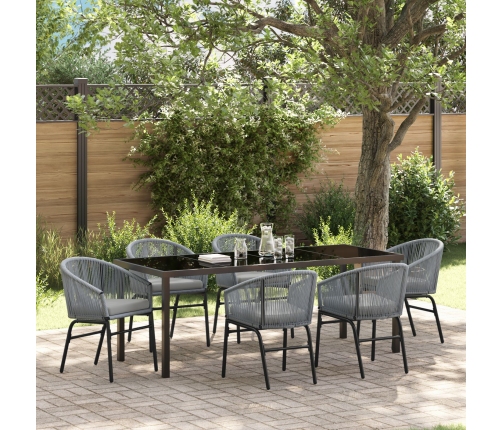 Conjunto de comedor de jardín de 7 piezas  Gris Ratán Sintético