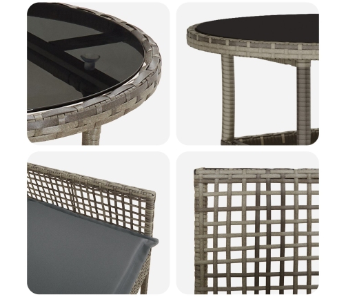 Conjunto de Comedor de Jardín  de 5 Piezas Gris Poliratán