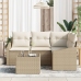 Conjunto de Sofá de Jardín de 5 Piezas con Cojines de Ratán Beige
