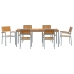 Conjunto de Comedor de Jardín  Set de 7 Gris y Madera Natural