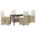 Set de Comedor de Jardín de 5 Piezas con Cojines Beige Poliratán