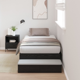 Estructura de Cama con Almacenamiento  Roble Negro Madera Elaborada