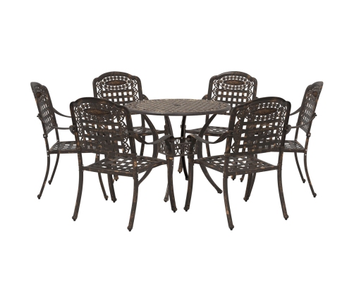 Juego de comedor de jardín de 7 piezas de  en aluminio fundido bronce