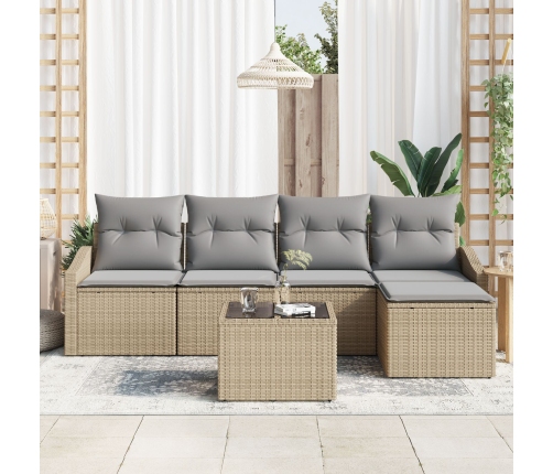 Conjunto de Sofá de Jardín  Set de 6 Beige Ratán de Polietileno