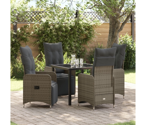 Set de Comedor de Jardín de 5 Piezas con Cojines Beige Poliratán