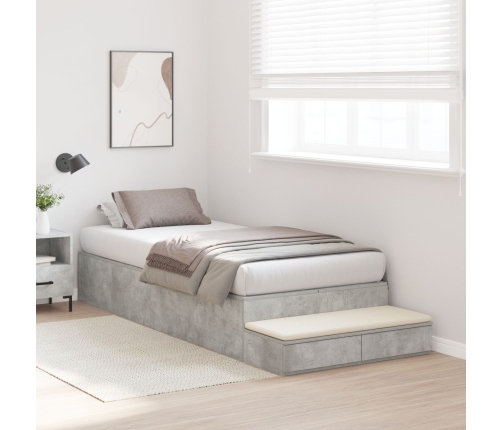 Cama con Almacenamiento  Gris Concreto Madera 236.5 x 100 x 31.5 cm