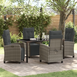 Conjunto de comedor de jardín de 5 piezas gris ratán poliéster