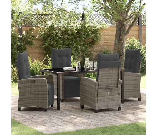 Conjunto de comedor de jardín de 5 piezas gris ratán poliéster