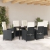 Set de comedor de jardín  7 piezas con cojines - Ratán negro