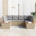 Conjunto de sofá de jardín  de 6 piezas con cojines Beige Ratán Polivalente Acacia