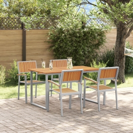 Conjunto de Comedor de Jardín  Conjunto de 5 Gris Acero Duradero