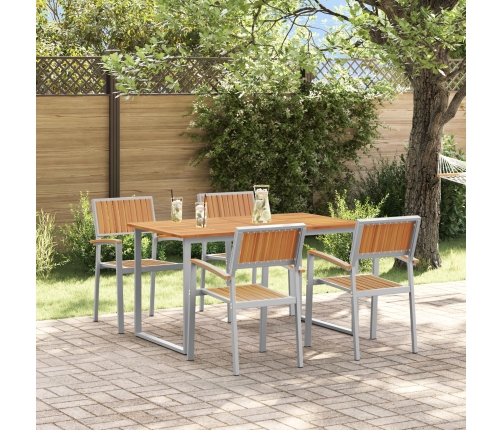 Conjunto de Comedor de Jardín  Conjunto de 5 Gris Acero Duradero