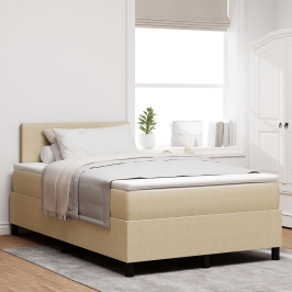 Cama con Somier  con Colchón y Luz LED Beige 120x200 cm Tela de Pana