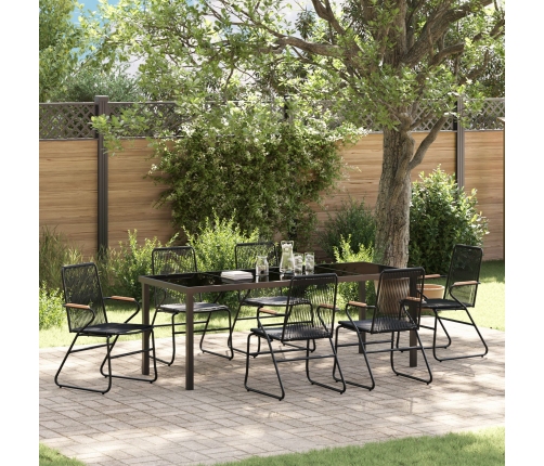 Conjunto de Comedor de Jardín de 7 Piezas  Negro Rattan PVC