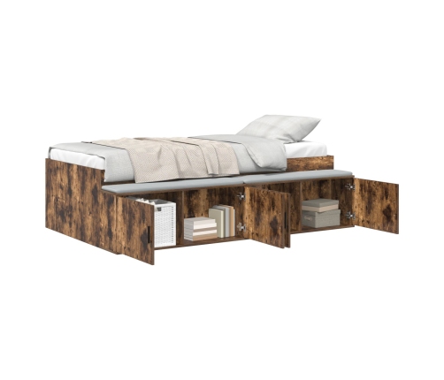 Cama con Almacenamiento  Roble Ahumado 100x200 cm