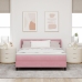 Cama con somier y colchón  Rosa 140x200 cm Terciopelo