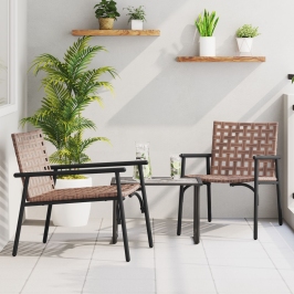 Sillas de jardín  2 pcs Negro 79x56x73,5 cm Ratán Poliéster