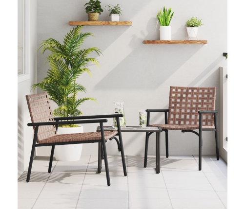 Sillas de jardín  2 pcs Negro 79x56x73,5 cm Ratán Poliéster