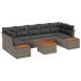 Set de Sofá de Jardín de 8 Piezas con Cojines Gris Poliratán Acacia