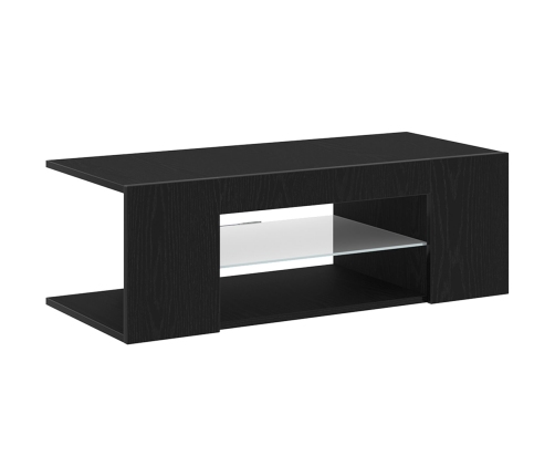 Mueble de TV  con luces LED en roble negro, 90x39x30 cm, de madera elaborada