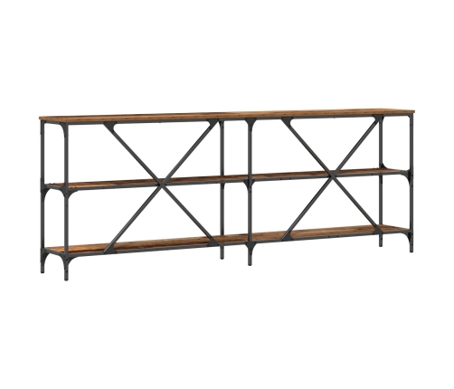 mesa consola  de madera vieja 200x30x75 cm en madera compuesta y acero