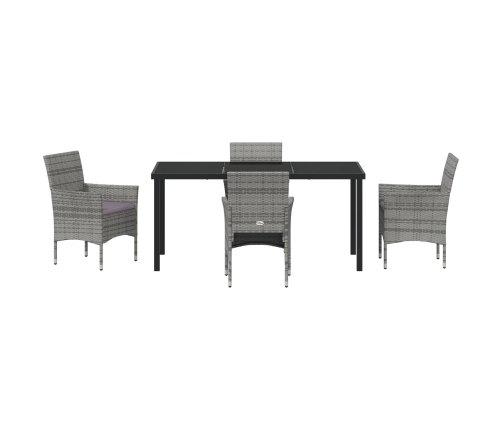 Juego de Comedor de Jardín  de 5 Piezas Gris Poliratán