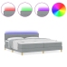 Cama con Base  con Colchón y Luz LED Gris Claro 200x200 cm Tela