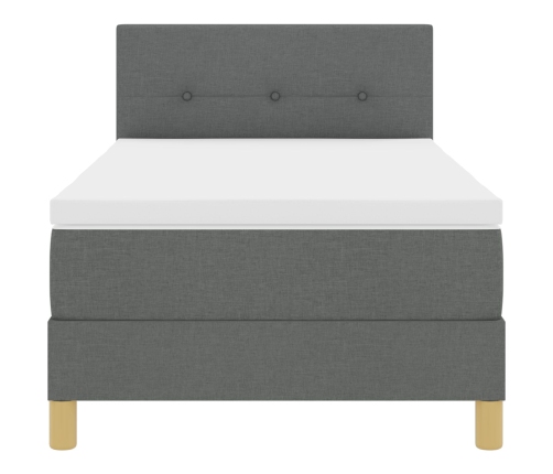 Cama con Box Spring  con Colchón Gris Oscuro 90x200 cm Tela