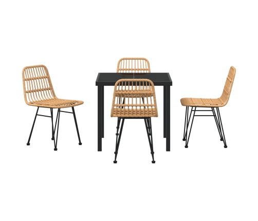 Conjunto de comedor de jardín de 5 piezas  marrón ratán polipropileno