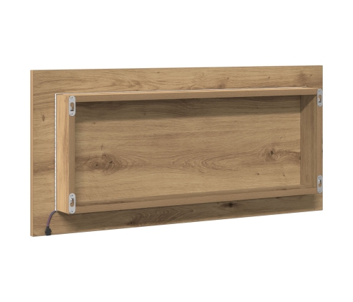 Gabinete de espejo de baño  con luz LED acabado roble artesanal 80x37 cm