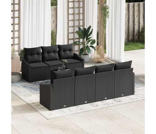 Conjunto de Sofá de Jardín  Set de 8 Negro Ratán