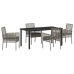 Juego de Comedor de Jardín de 5 Piezas con Cojines Gris Poliratán
