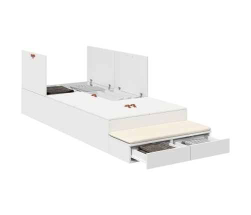 Marco de cama con almacenamiento  Blanco Madera compacta