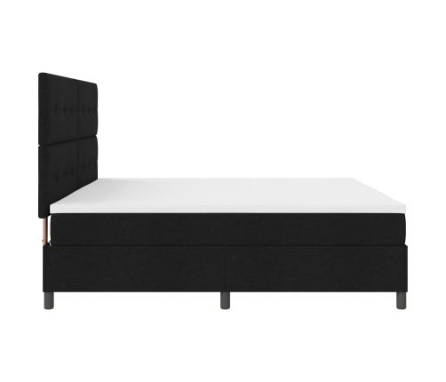 Cama con Base y Colchón Negro 200x200 cm Tela